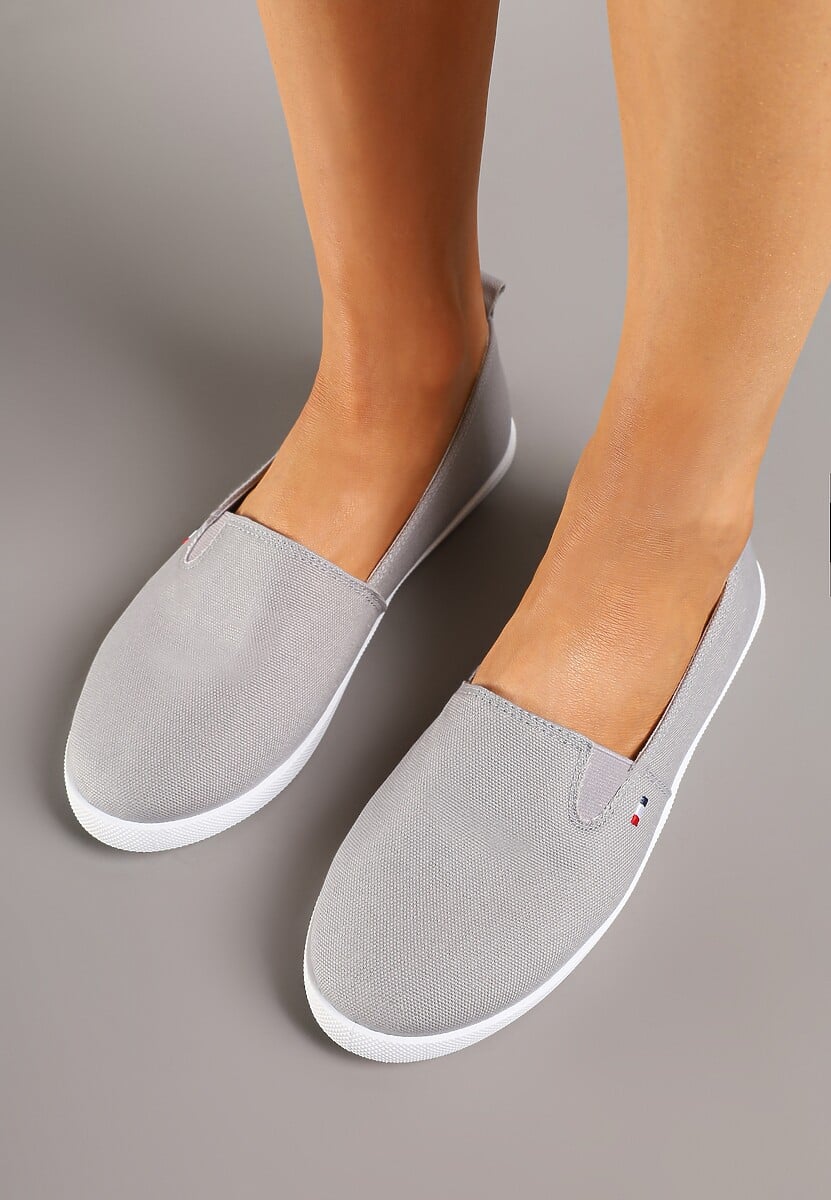 Szare Tenisówki Vices Basic z Materiałowymi Gumkami Aretela