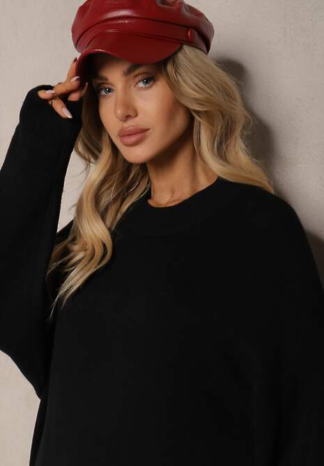 Czarna Pudełkowa Sukienka z Dzianiny z Wiskozą Maziala