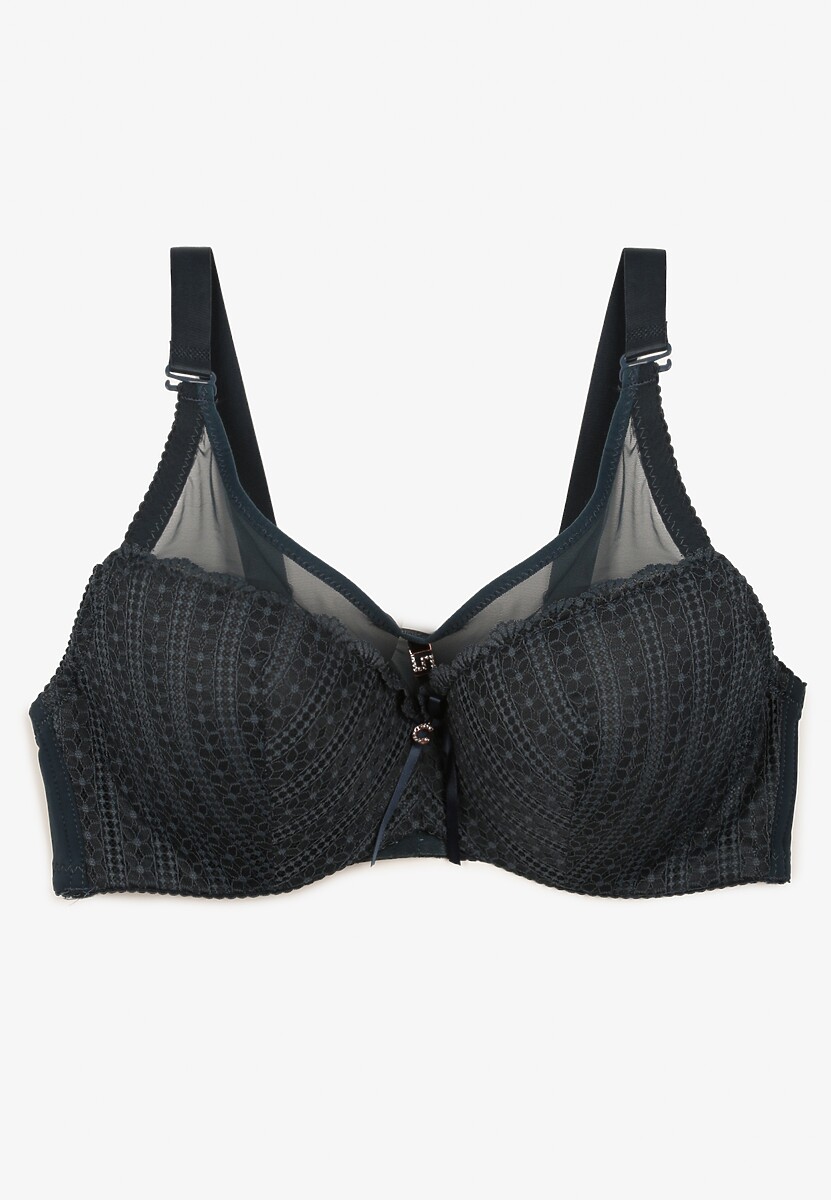 Ciemnozielony Biustonosz Full Cup z Koronką i Zawieszką z Cyrkoniami Nomalia