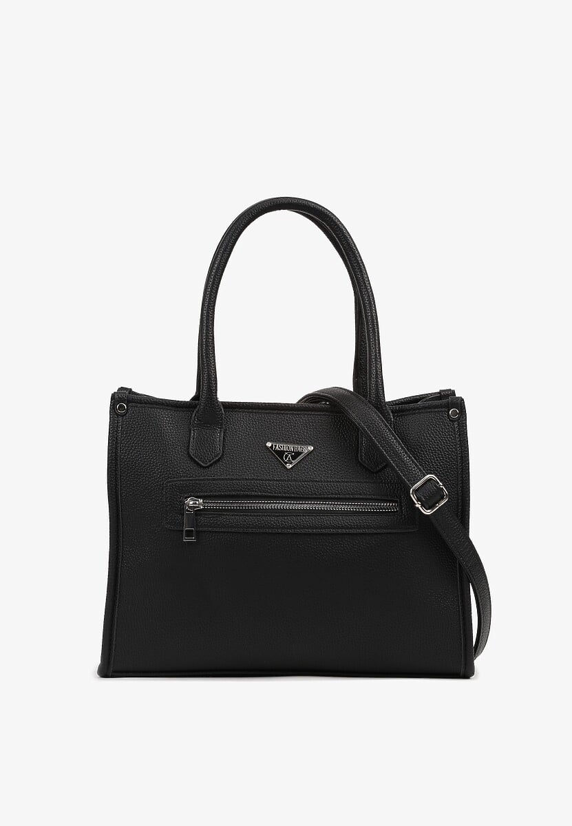 Czarna Torebka Shopperka Mała z Dodatkowym Paskiem na Ramię Helseki