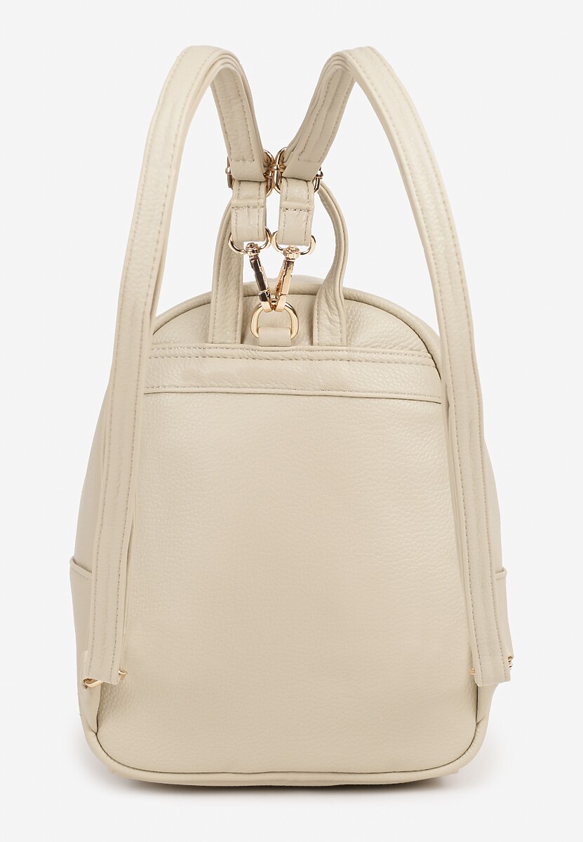 Beżowy Trapezowy Plecak Zdobiony Elegancką Aplikacją Nanilia