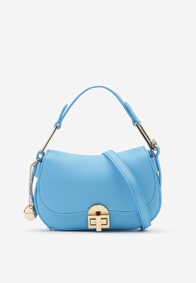 Jasnoniebieska Elegancka Torebka z Rączką Wykończona Ozdobnym Detalem Zapinana na Zamek Błyskawiczny Karsule