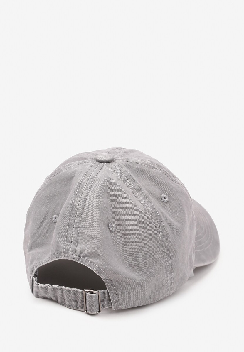 Szara Czapka z Daszkiem w Bawełny Zdobiona Napisem w Stylu Haftu Reioni