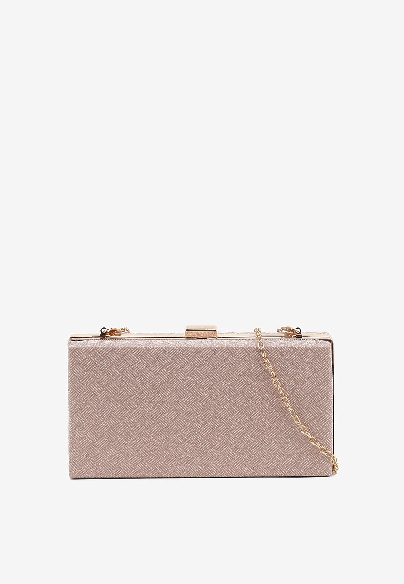 Szara Torebka Kopertówka z Tłoczeniem i Brokatem Talavesa