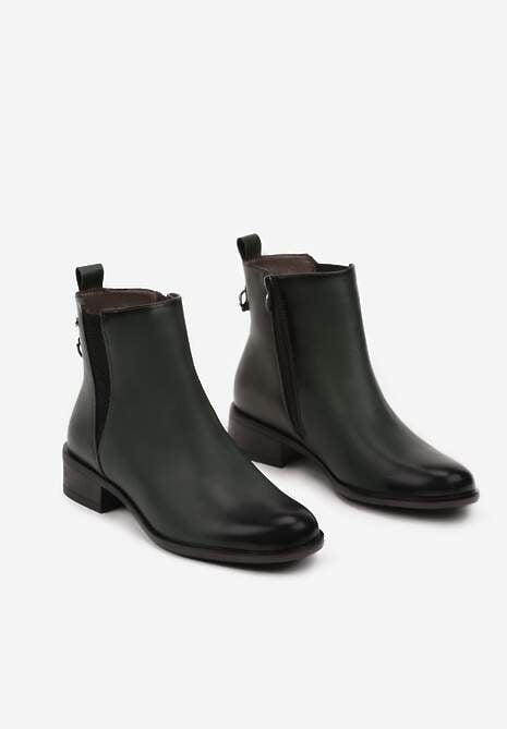 Zielone Botki w Stylu Sztybletów z Metaliczną Aplikacją Verinette