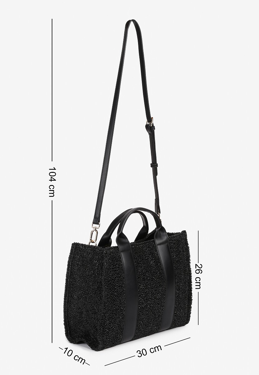 Czarna Pleciona Torebka z Biżuteryjną Ozdobą i Rączką Lanilissa