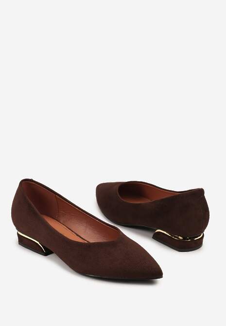 Brązowe Czółenka Balerinki Vices z Noskiem w Szpic i Skórzaną Wkładką Falennea