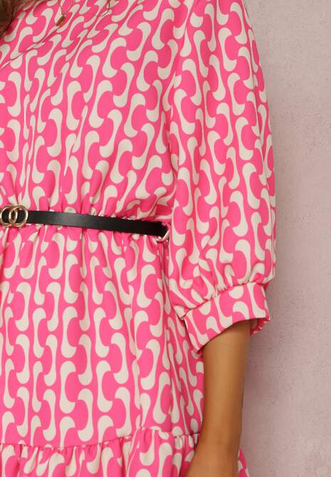 Różowa Sukienka z Paskiem Kaliphae