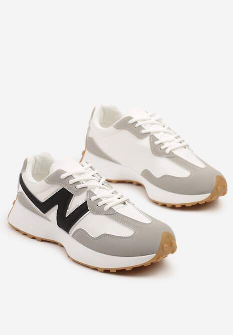 Szare Sneakersy z Przeszyciami i Ozdobnym Bieżnikiem Weonessa