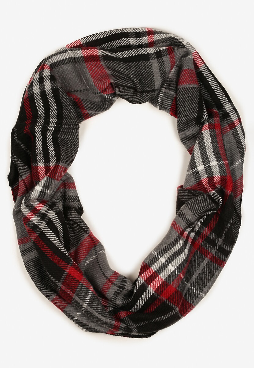 Granatowo-Czerwony Szalik Komin Ozdobiony Kratą Zinnestra