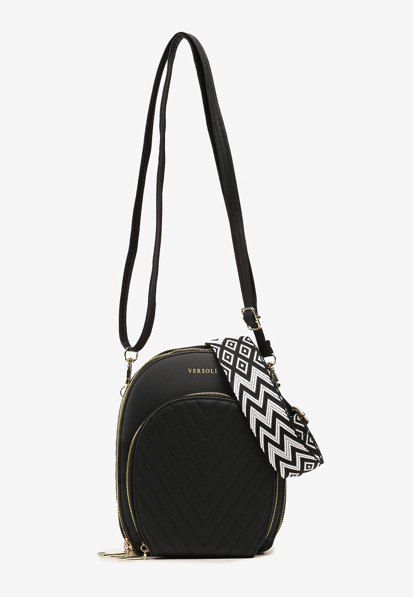 Czarna Mała Torebka Pikowana na Ramię z Trzema Komorami Namella