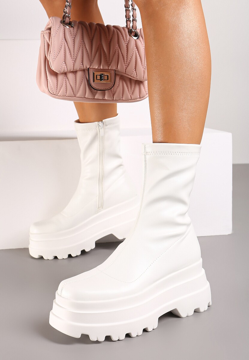 Czarne Botki Workery na Platformie na Suwak z Dopasowaną Cholewką Driefra