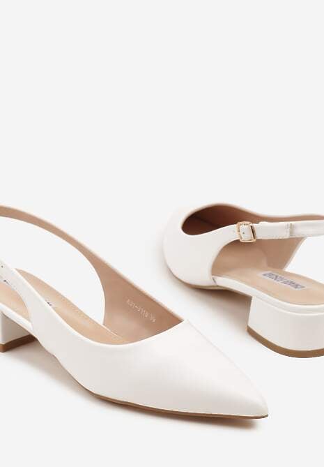 Białe Sandały na Słupku Typu Slingback Odavine
