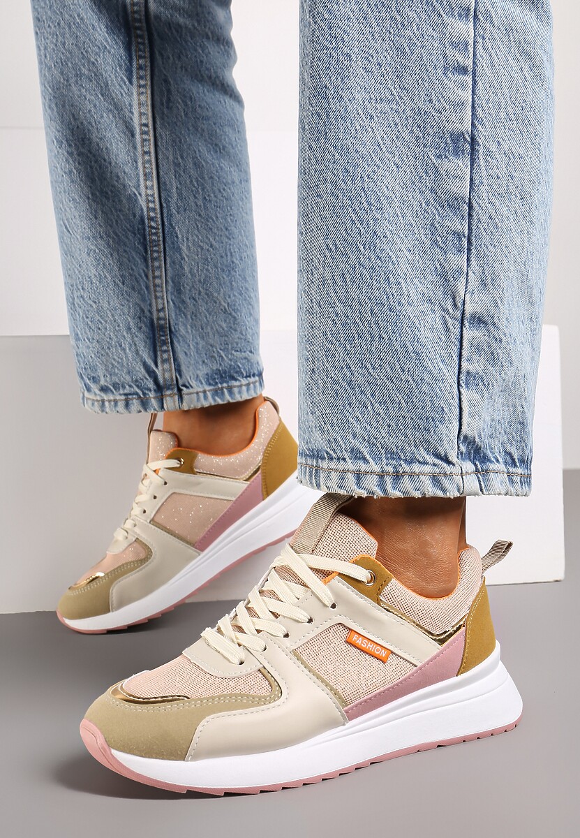 Beżowo-Zielone Sneakersy Philassa