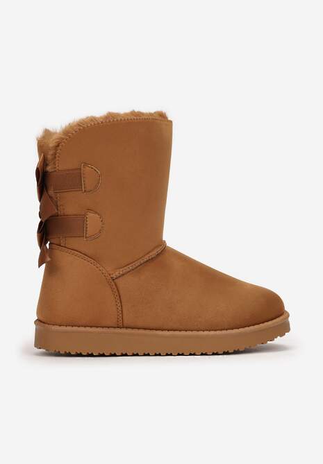 Brązowe Śniegowce z Kokardkami Chami