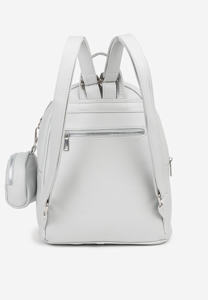 Szary Mały Plecak z Dodatkową Saszetką i Kieszenią z Suwakiem Pasianne