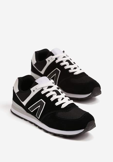 Czarno-Białe Sneakersy Ozdobione Geometrycznym Motywem Rilenessa