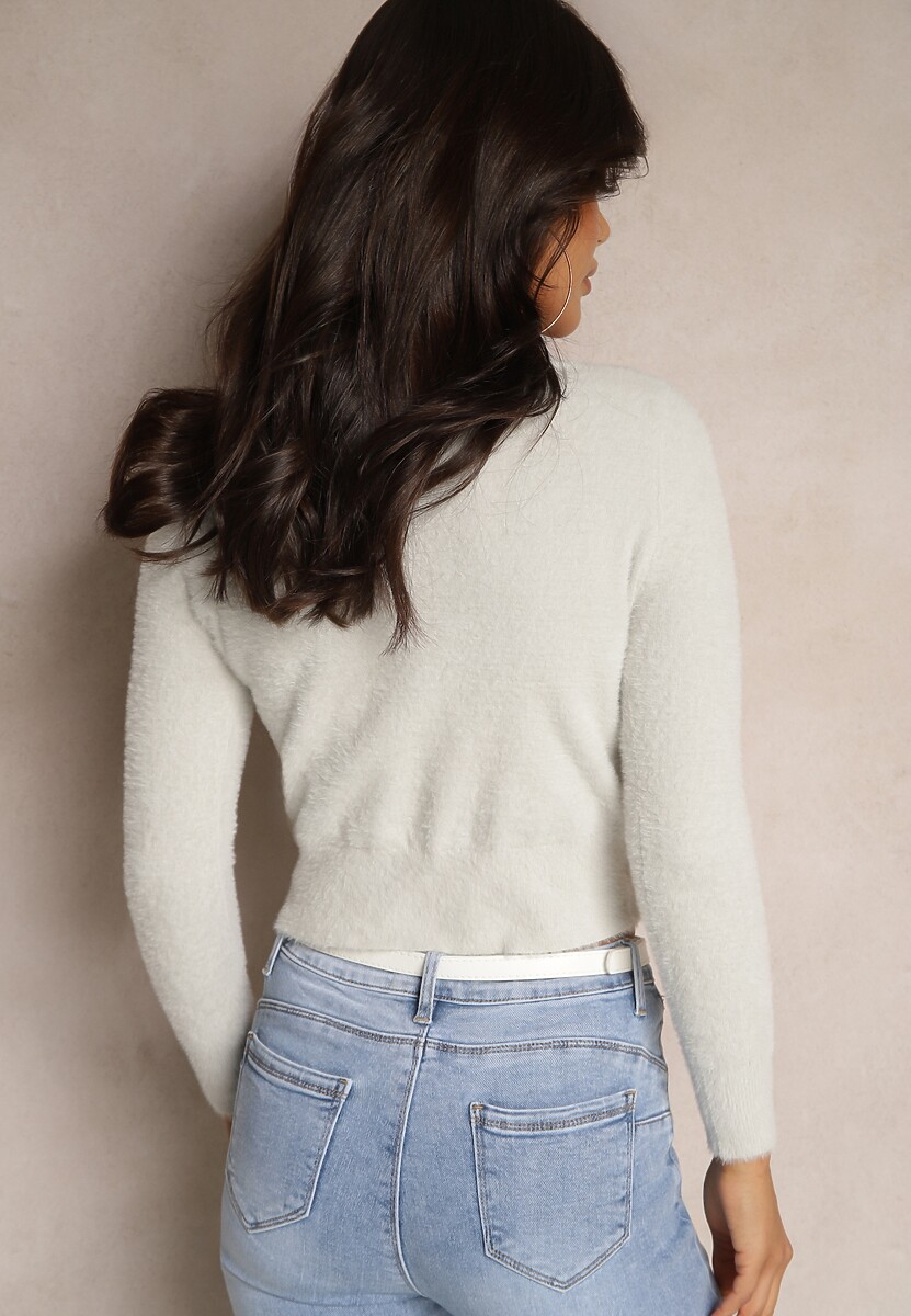 Jasnoszary Golf z Miękkiej Dzianiny ze Ściągaczami Arivellea