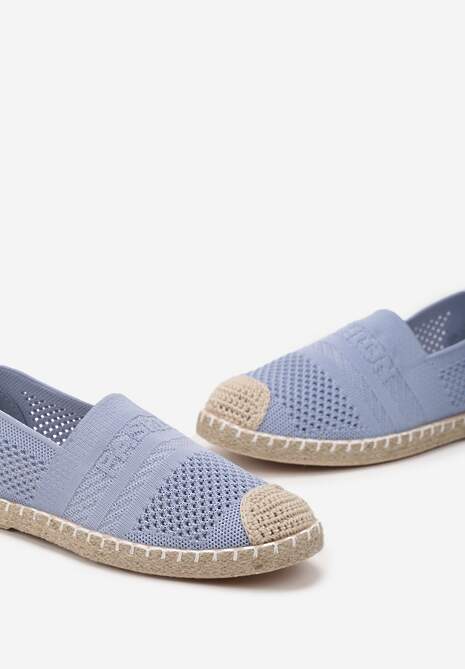 Niebieskie Espadryle z Plecioną Cholewką przed Kostkę Mokosa