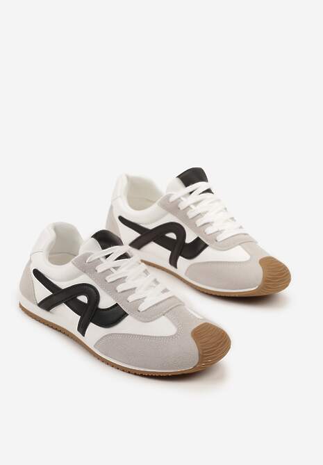 Białe Sneakersy z Geometrycznym Wzorem Arnenta