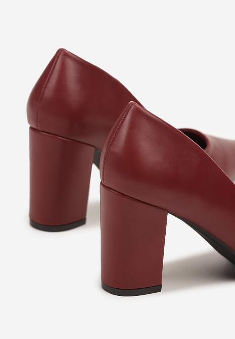 Bordowe Klasyczne Czółenka na Słupku Iveltte