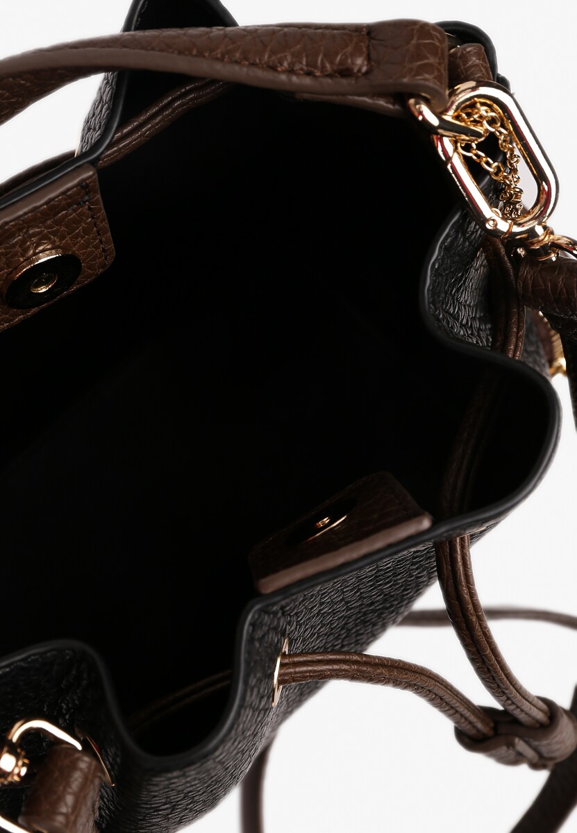 Czarna Torebka z Ozdobnym Ściągaczem i Kieszonkami z Rączką i Dodatkowym Paskiem Ravindira