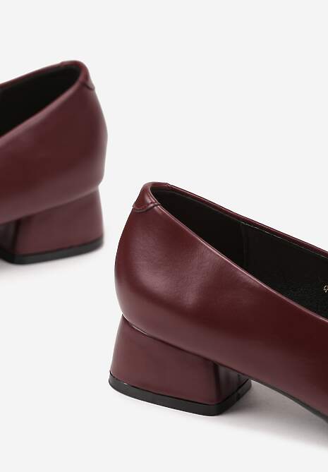 Bordowe Czółenka na Słupku Vices ze Skórzaną Wkładką Alinire