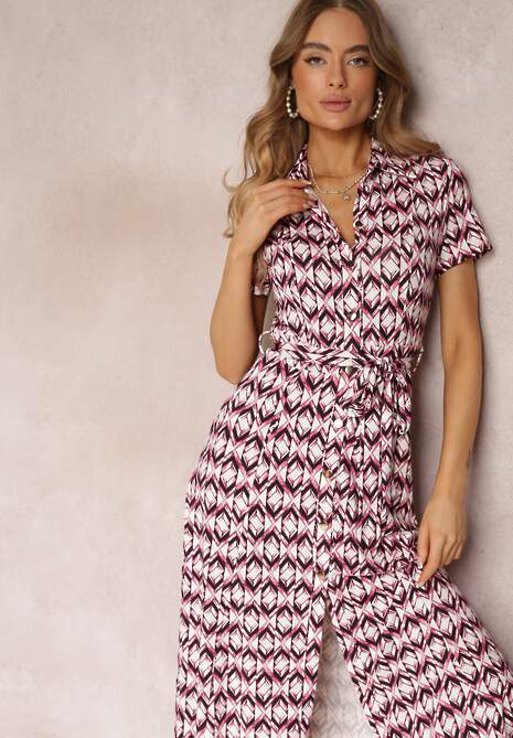 Fuksjowa Sukienka Mamci Koszulowa Wiązana w Pasie Maevana