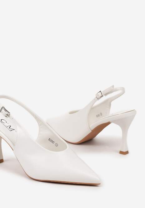 Białe Sandały na Szpilce w Stylu Slingback Delaneta