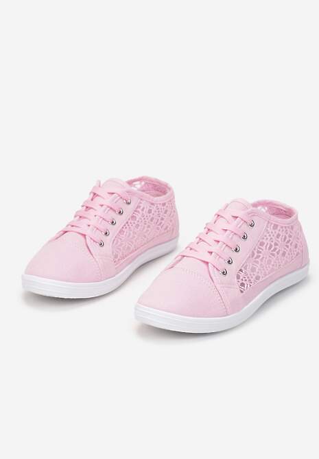 Różowe Tenisówki z Ażurowymi Wstawkami Po Bokach Salessa