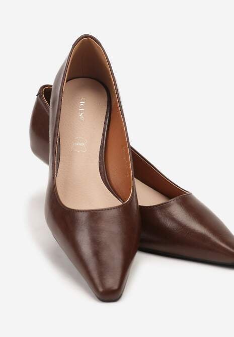 Jasnobrązowe Czółenka Vices na Kaczuszce ze Skórzaną Wkładką Elialie