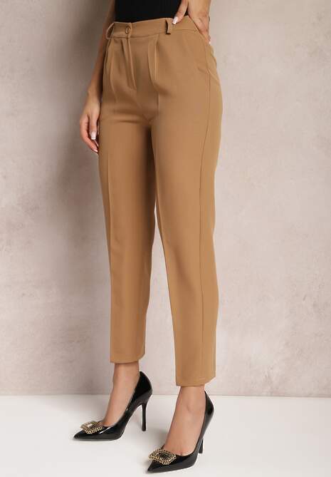Jasnobrązowe Spodnie Garniturowe Amarilis