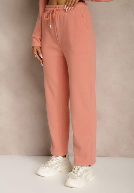 Pomarańczowy 2-częściowy Komplet Dresowy z Bluzą i Spodniami Orifira