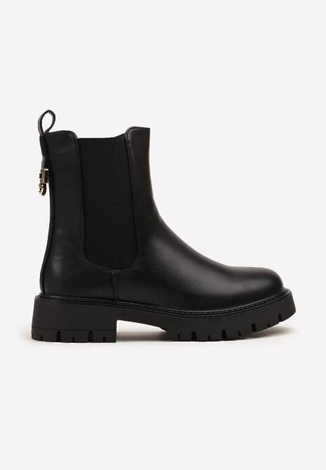 Czarne Botki Typu Sztyblety Zdobione Aplikacją Naladeia