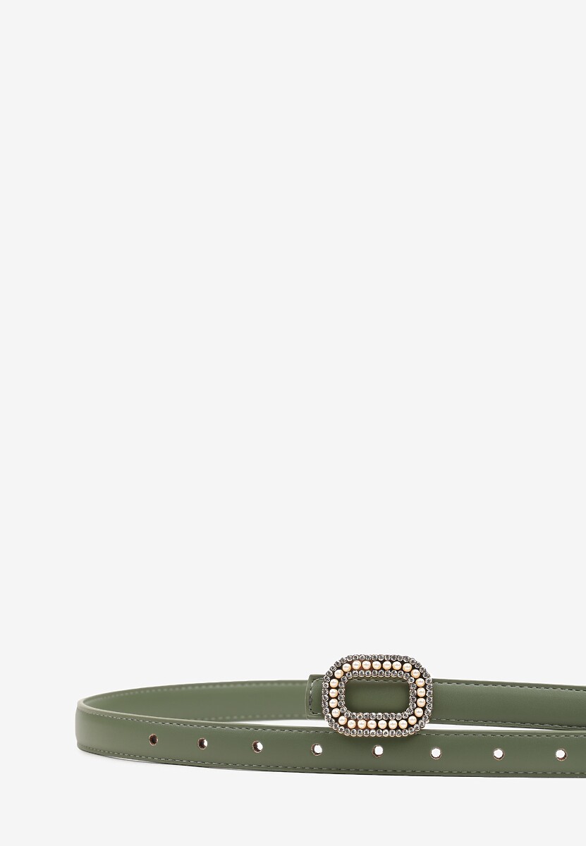 Zielony Pasek Ozdobiony Metaliczną Klamrą Qitanea