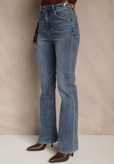 Niebieskie Jeansy Dzwony High Waist Lavea