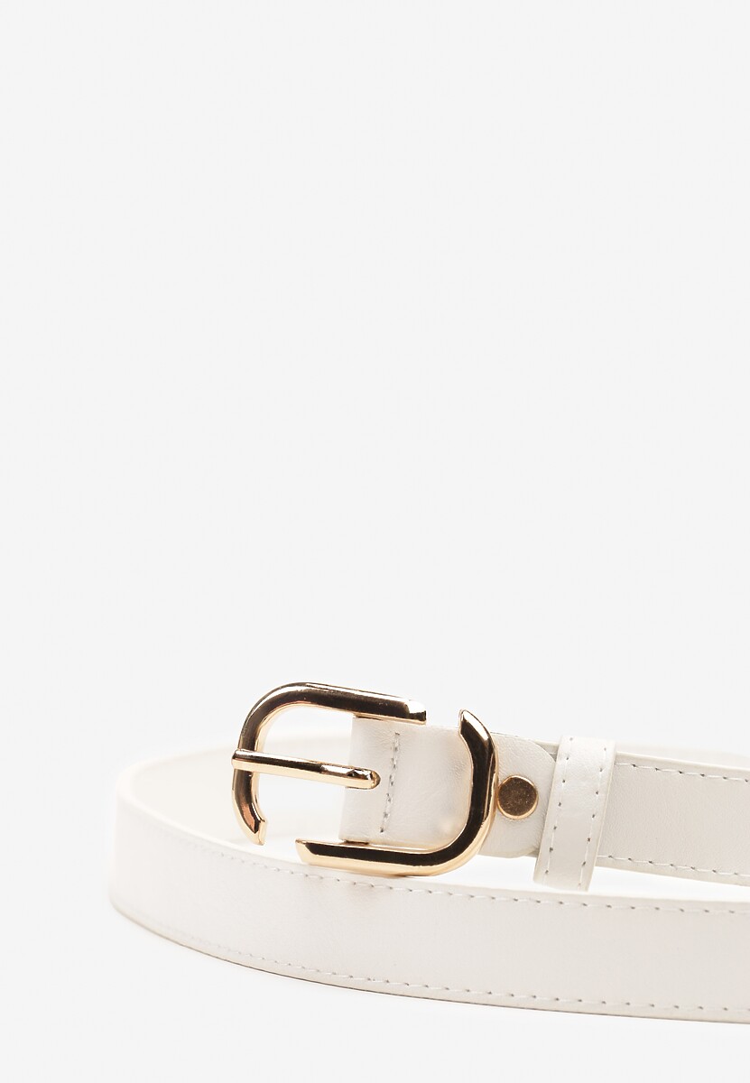 Biały Pasek Ozdobiony Metalową Klamrą Pulinia