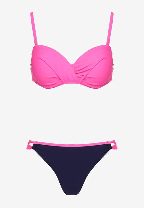 Różowe Bikini Majtki Figi i Biustonosz z Marszczeniem Sepiana