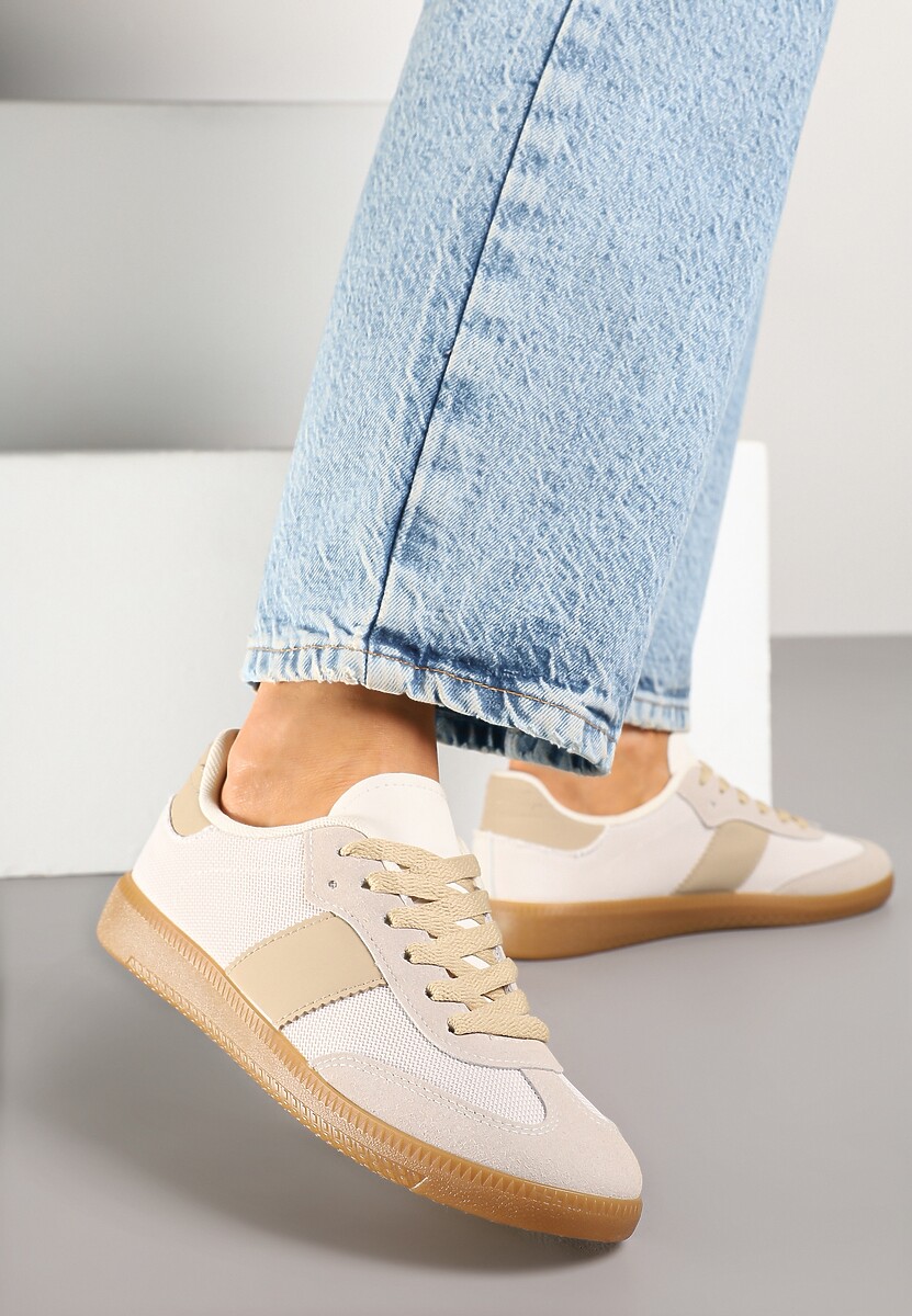 Beżowe Sneakersy Tenisówki w Kultowym Stylu Neolithaen