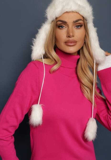 Fuksjowy Klasyczny Golf ze Ściągaczami przy Rękawach Felinia