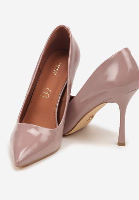 Ciemnoróżowe Szpilki Vices z Lakierowanym Połyskiem i Skórzaną Wkładką Irdlie