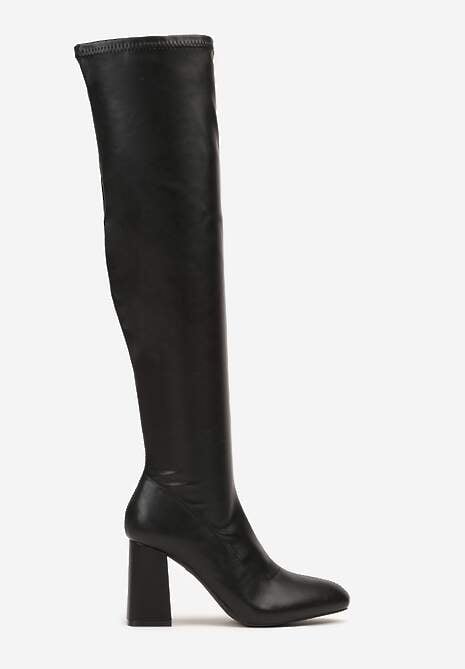 Czarne Kozaki Vices z Wysoką Cholewką na Słupku Avvie