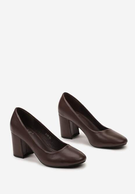 Brązowe Klasyczne Czółenka na Słupku Mogha