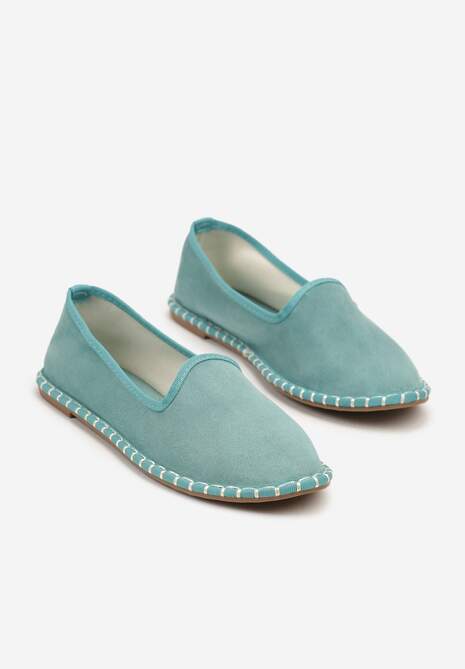 Niebieskie Espadryle Balerinki z Przeszyciami Firalissea