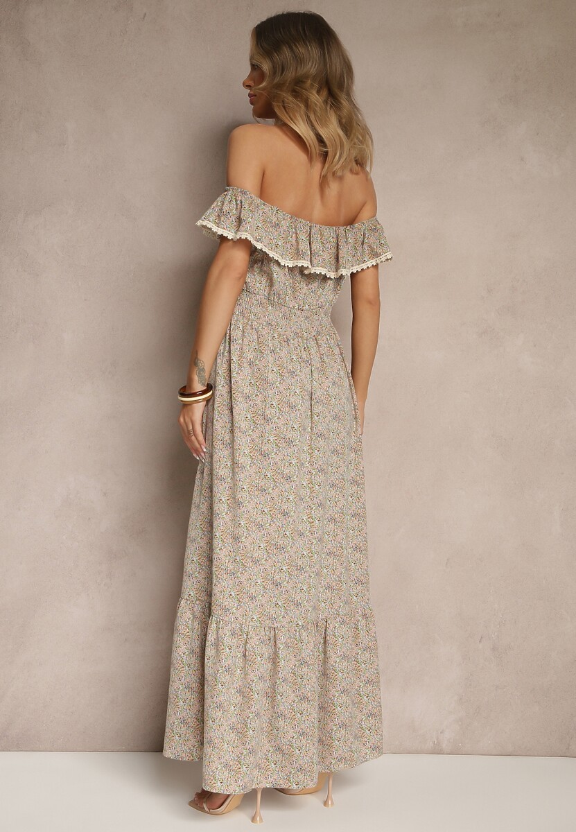 Zielona Sukienka z Ozdobnymi Falbankami Folanne