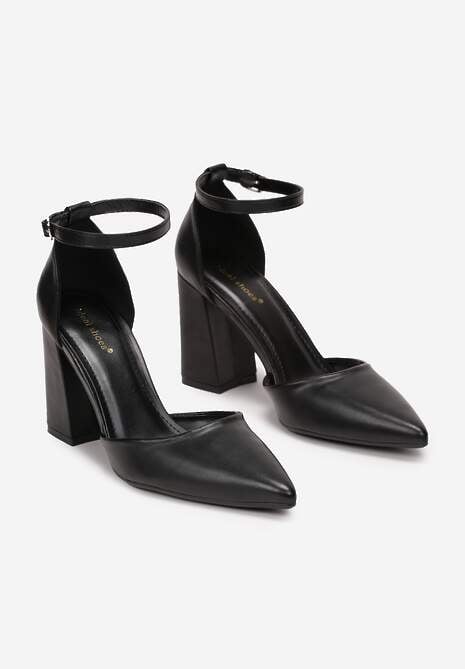 Czarne Czółenka ze Szpiczastym Noskiem na Słupku Adanya