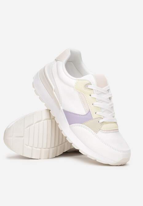 Białe Sznurowane Sneakersy z Ozdobnymi Wstawkami Sandelal