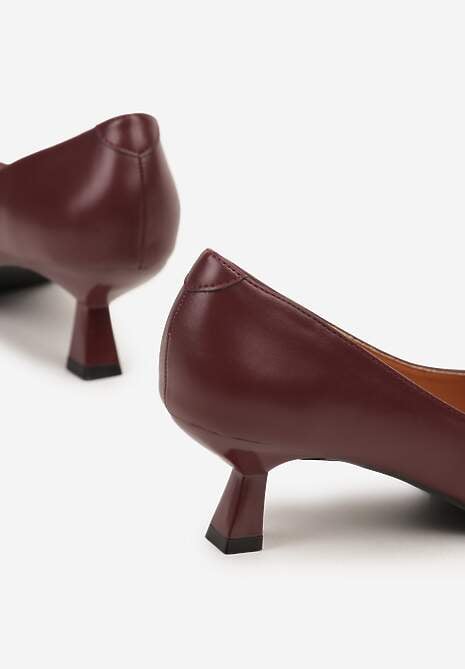 Bordowe Czółenka Vices na Kaczuszce z Wkładką ze Skóry Naturalnej Nalibre
