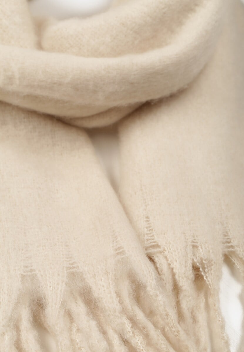 Jasnobeżowy Szalik Ozdobiony Frędzlami Owedela