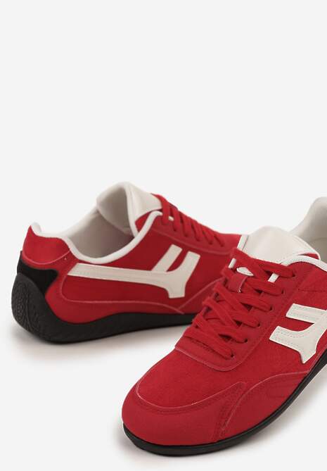 Czerwone Sneakersy z Geometrycznym Motywem Arpolia